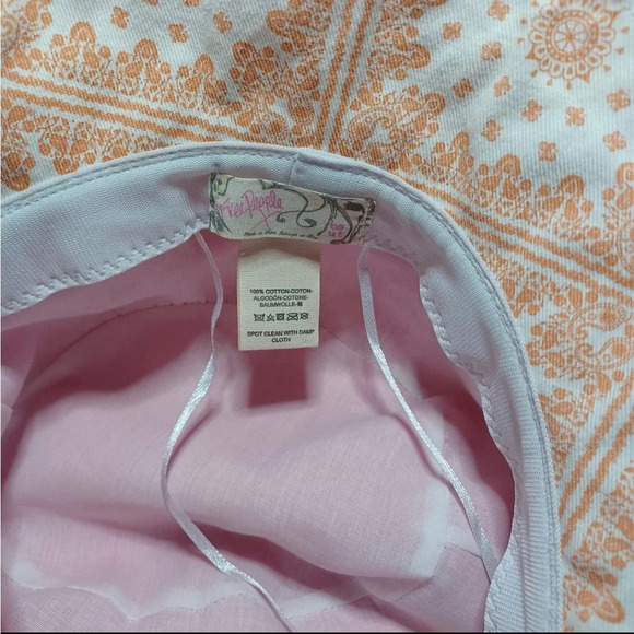 Free People Designer Bucket Hat Cotton Pink Paisley One Size - Picture 6 of 6